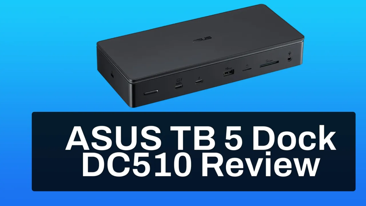 ASUS Master Thunderbolt 5 Dock DC510 on a desk with its magnetic top cover open and an M.2 NVMe SSD installed