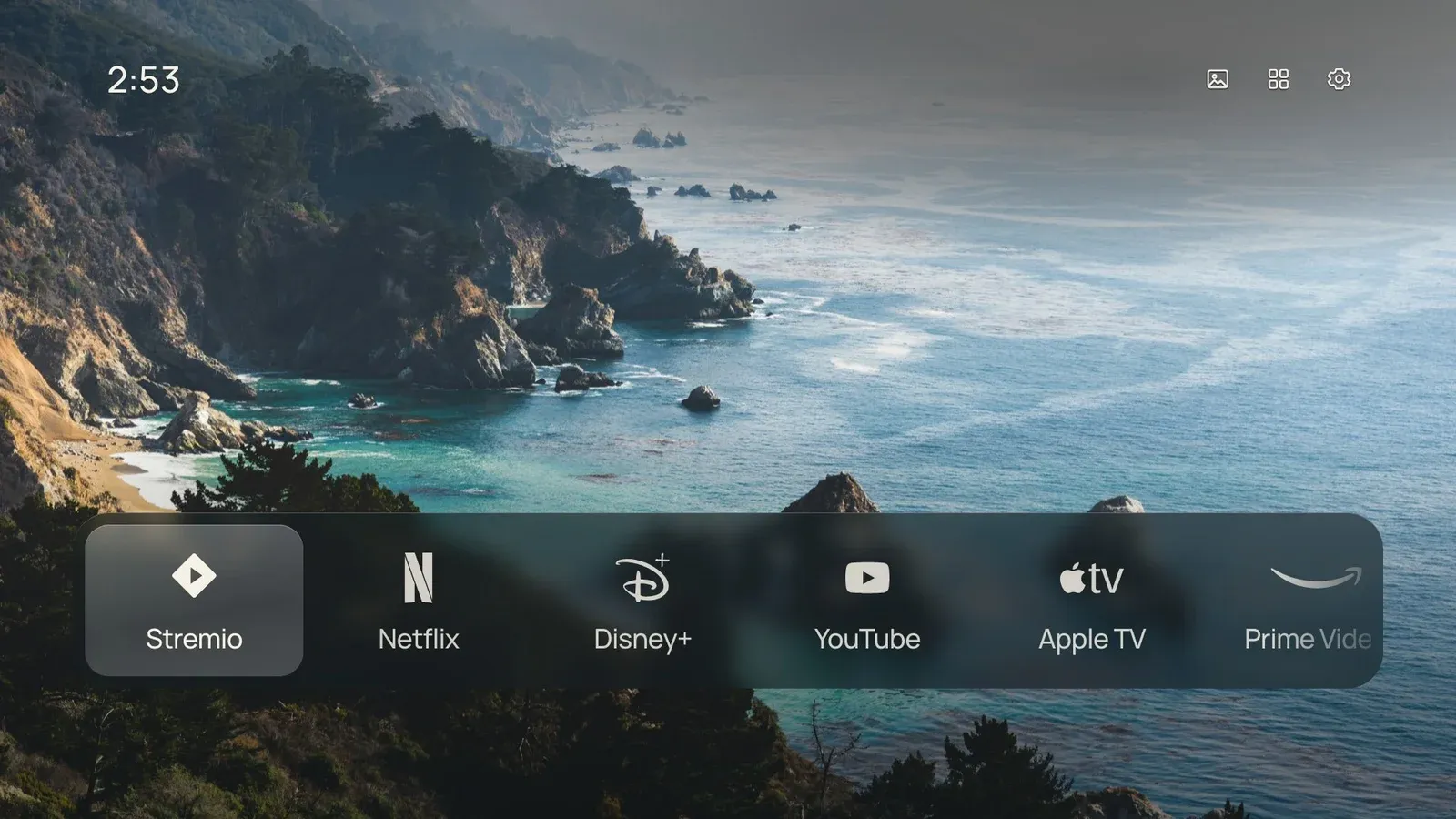 The CleanFrame interface: a dock of apps over a photograph