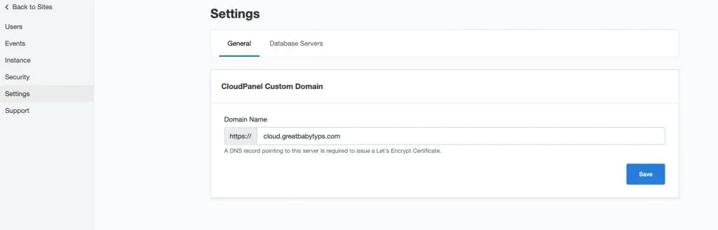 Configuración de la URL de administración de CloudPanel
