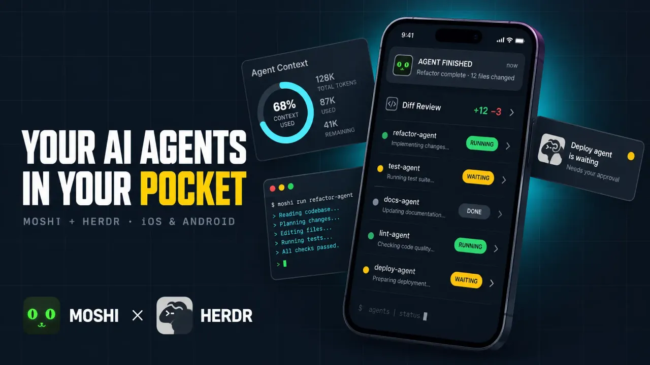 Control AI Agents From Your Phone: Moshi + Herdr on a VPS
