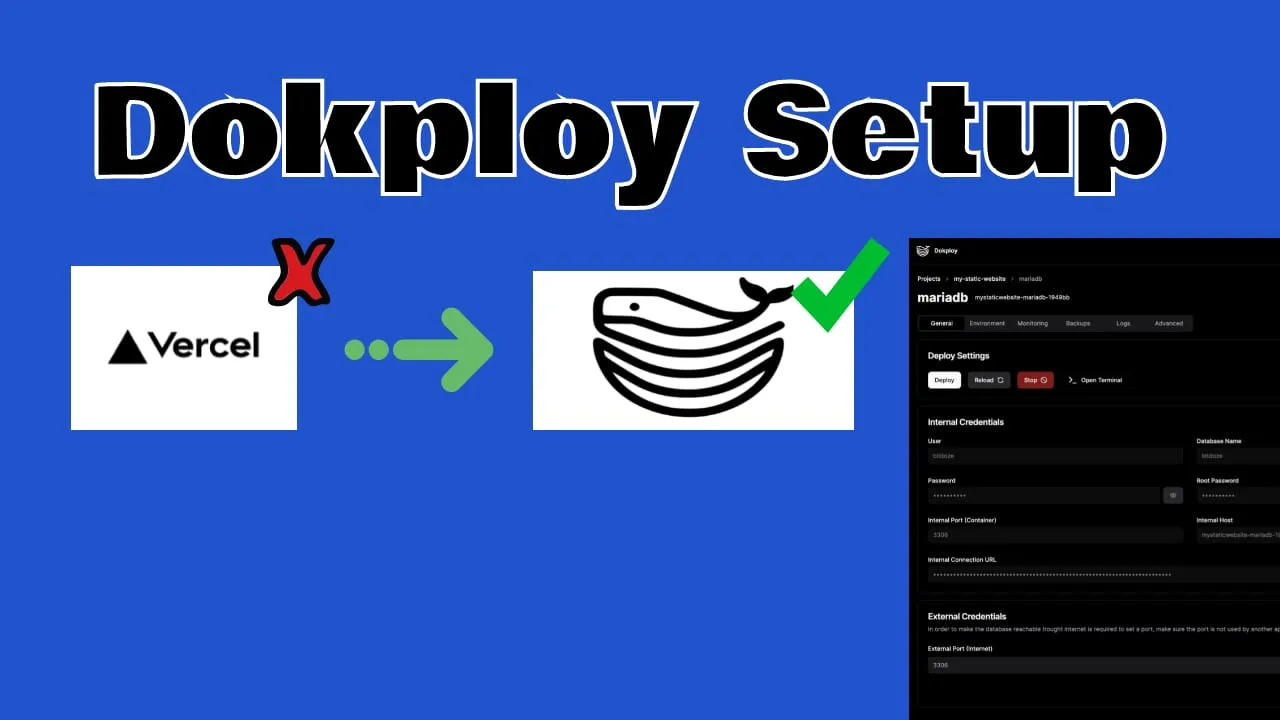 Dokploy dashboard running on a self-hosted VPS as a free alternative to Vercel and Heroku