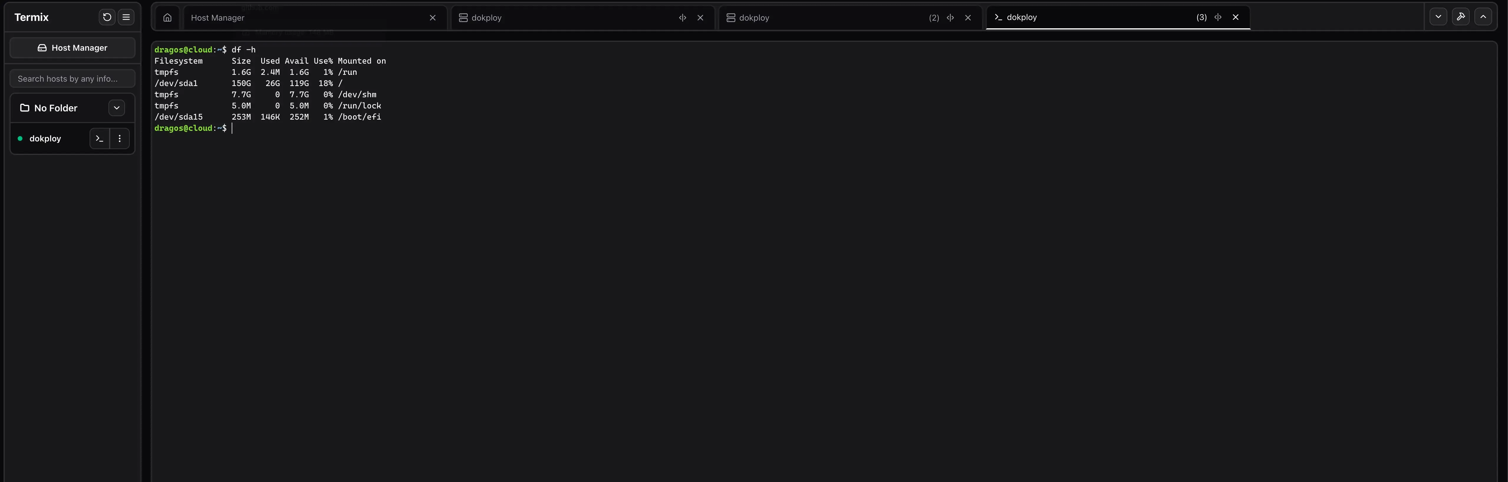 Termix browser terminal with split SSH sessions in tabs