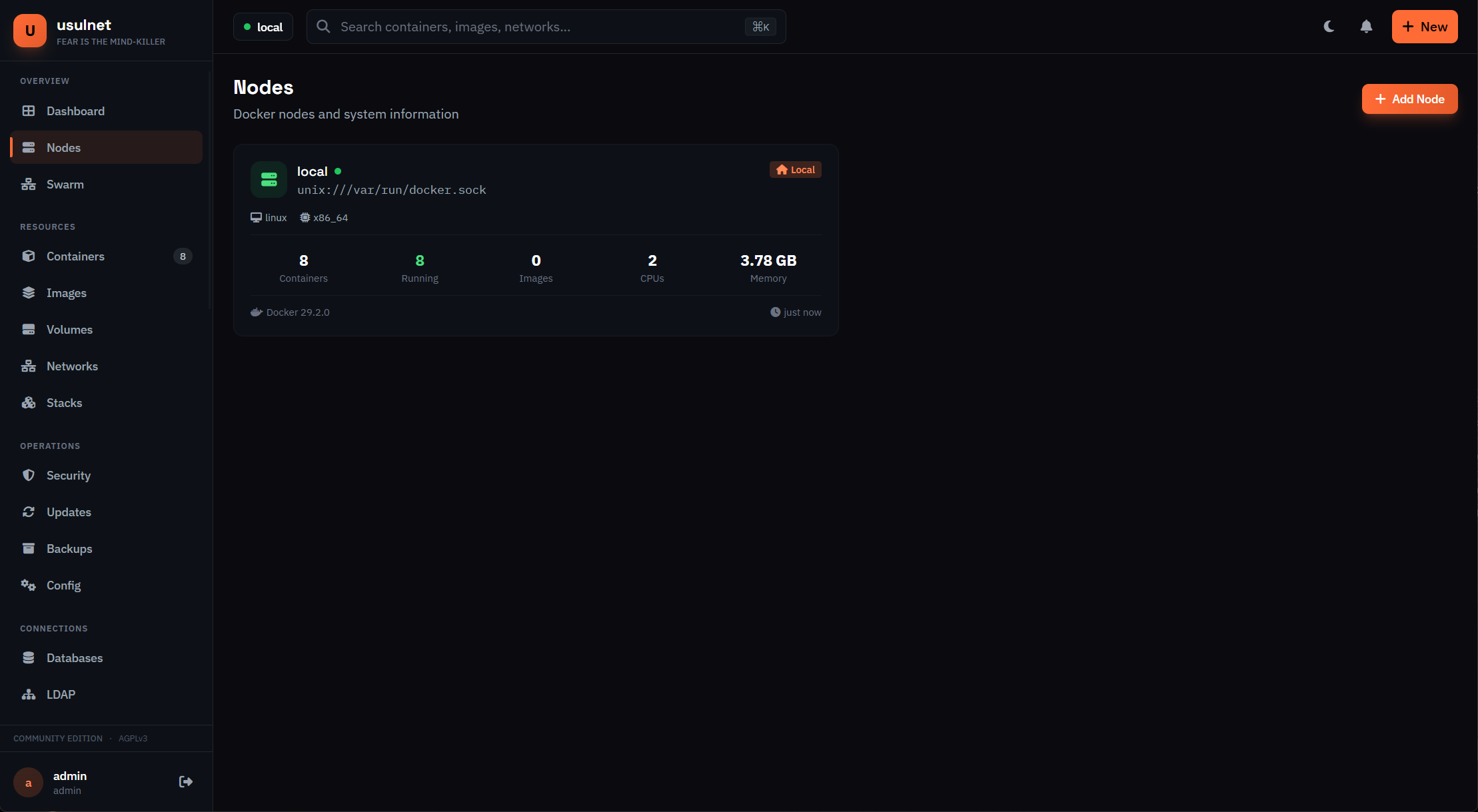 Gestion multi-nodo UsulNet mostrando nodos agente conectados