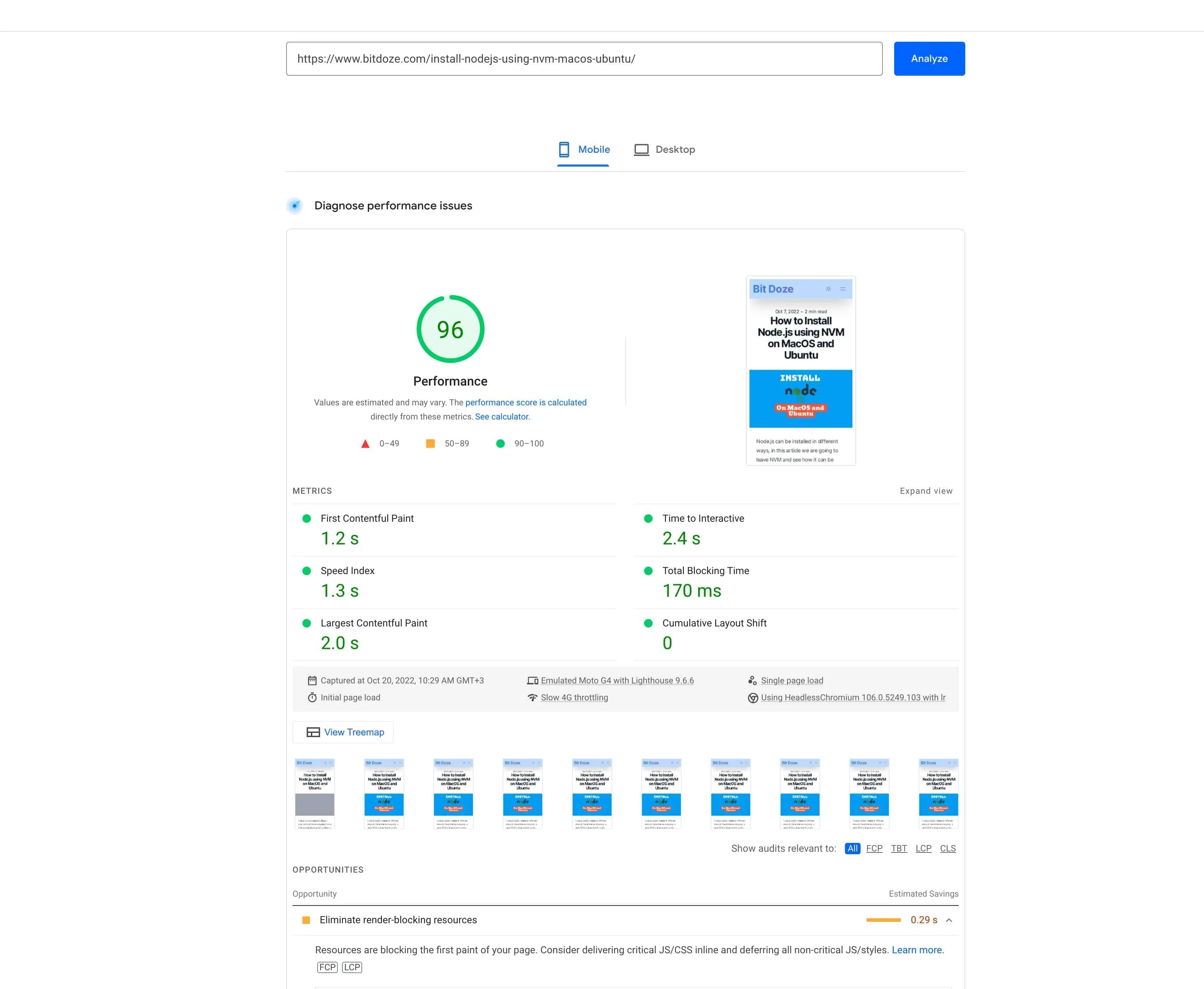 Lighthouse Speed score comparison for a lite-youtube-embed facade in Astro MDX versus a standard YouTube iframe